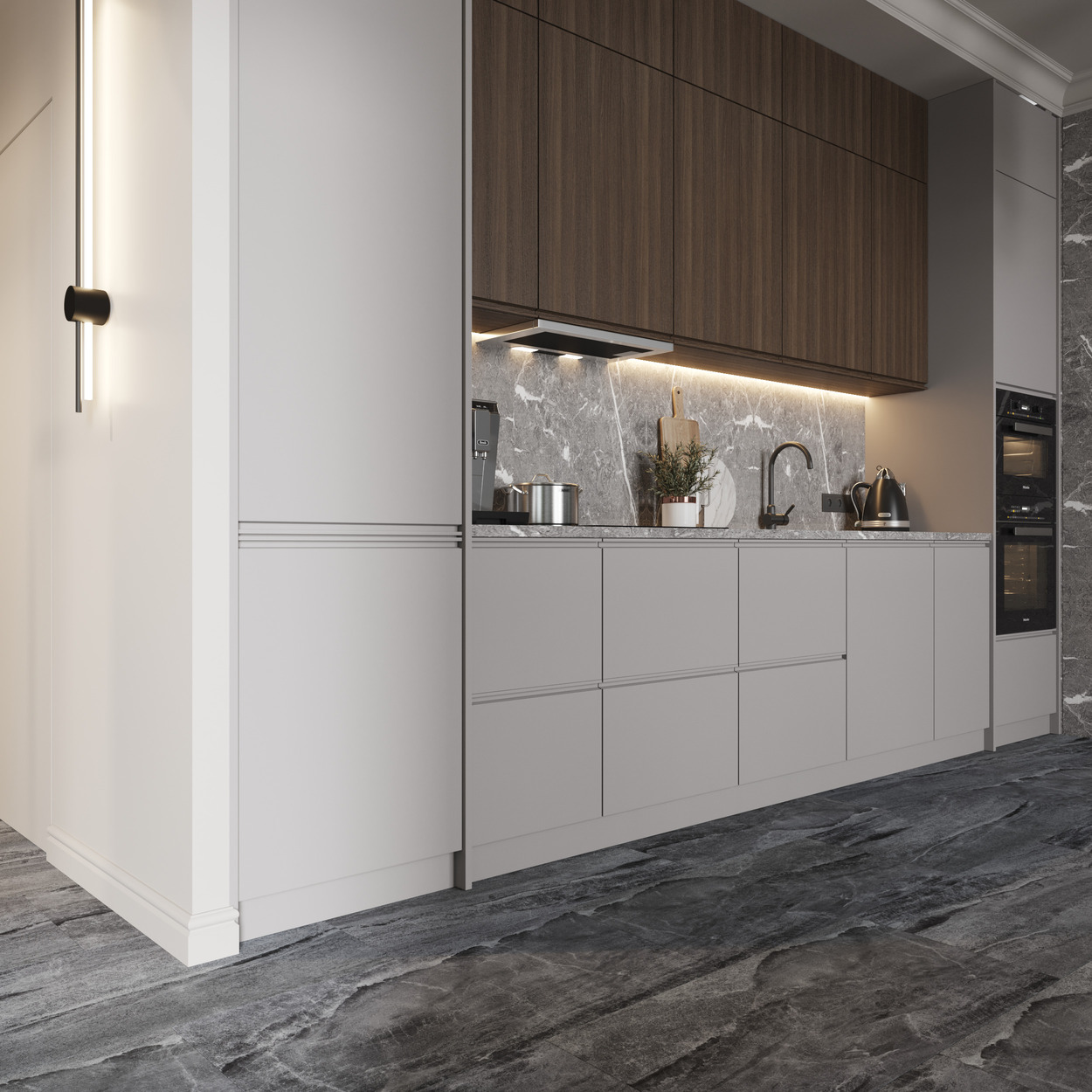 Кварцвиниловый SPC ламинат Vinilam Ceramo Stone Колумбийский Камень 91906 940×470×8 фото в интерьере