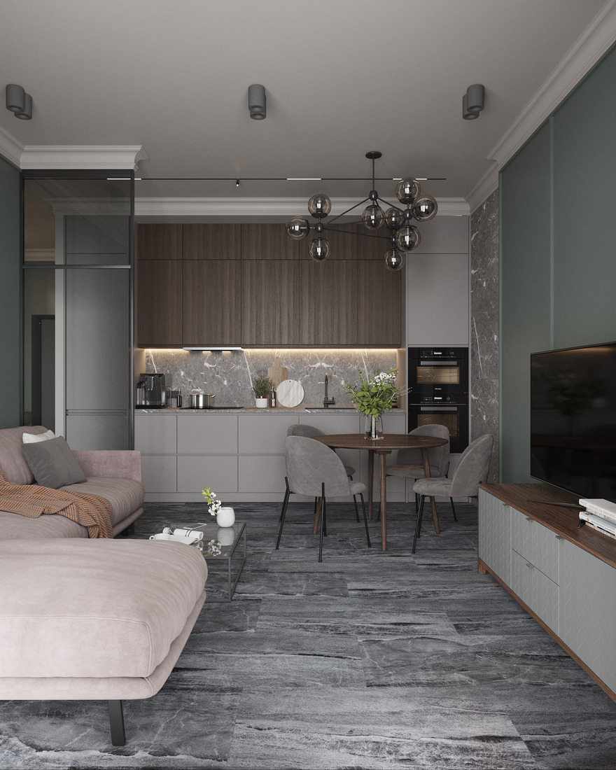 Кварцвиниловый SPC ламинат Vinilam Ceramo Stone Колумбийский Камень 91906 940×470×8 фото в интерьере