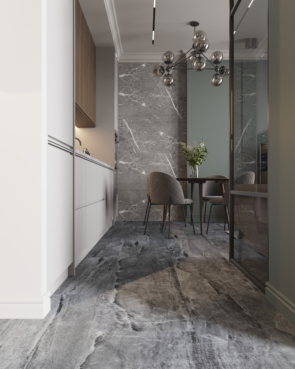 Кварцвиниловый SPC ламинат Vinilam Ceramo Stone Колумбийский Камень 91906 940×470×8 фото в интерьере