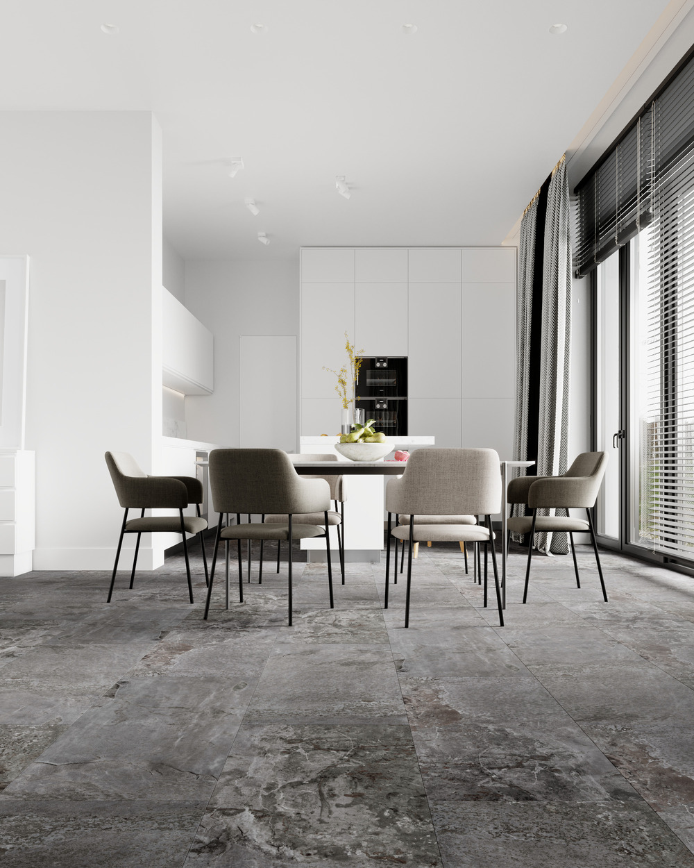 Кварцвиниловый SPC ламинат Vinilam Ceramo Stone Перуанский Камень 91908 940×470×8 фото в интерьере