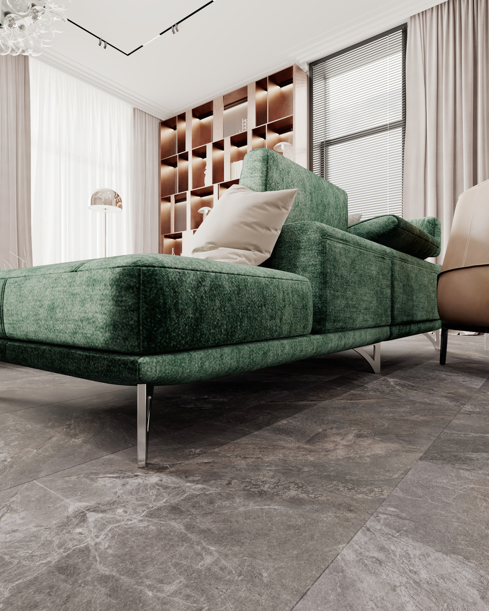 Кварцвиниловый SPC ламинат Vinilam Ceramo Stone Персидский Камень 91911 940×470×8 фото в интерьере