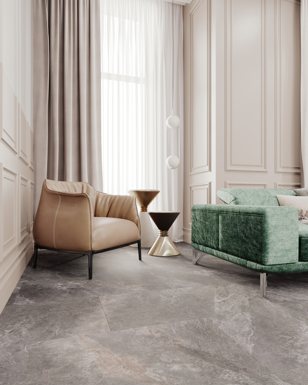 Кварцвиниловый SPC ламинат Vinilam Ceramo Stone Персидский Камень 91911 940×470×8 фото в интерьере