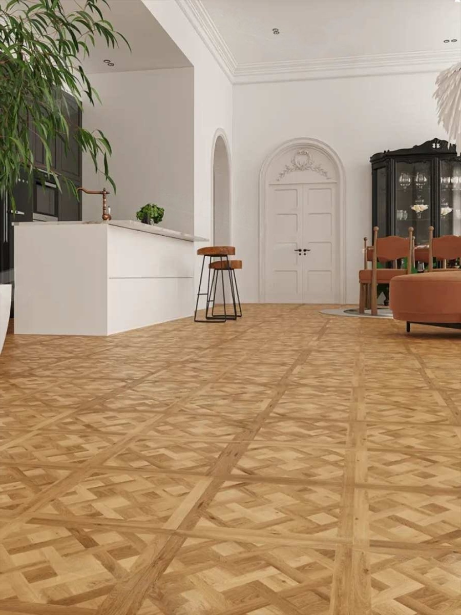 Кварцвиниловый SPC ламинат Alpine Floor Parquet Sirocco Лувр ECO 25-2 595×595×6 фото в интерьере