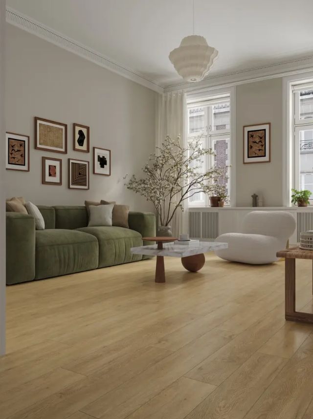 Кварцвиниловый SPC ламинат Alpine Floor Grand Sequoia Миндаль ECO 11-608 MC 1220×183×5 фото в интерьере