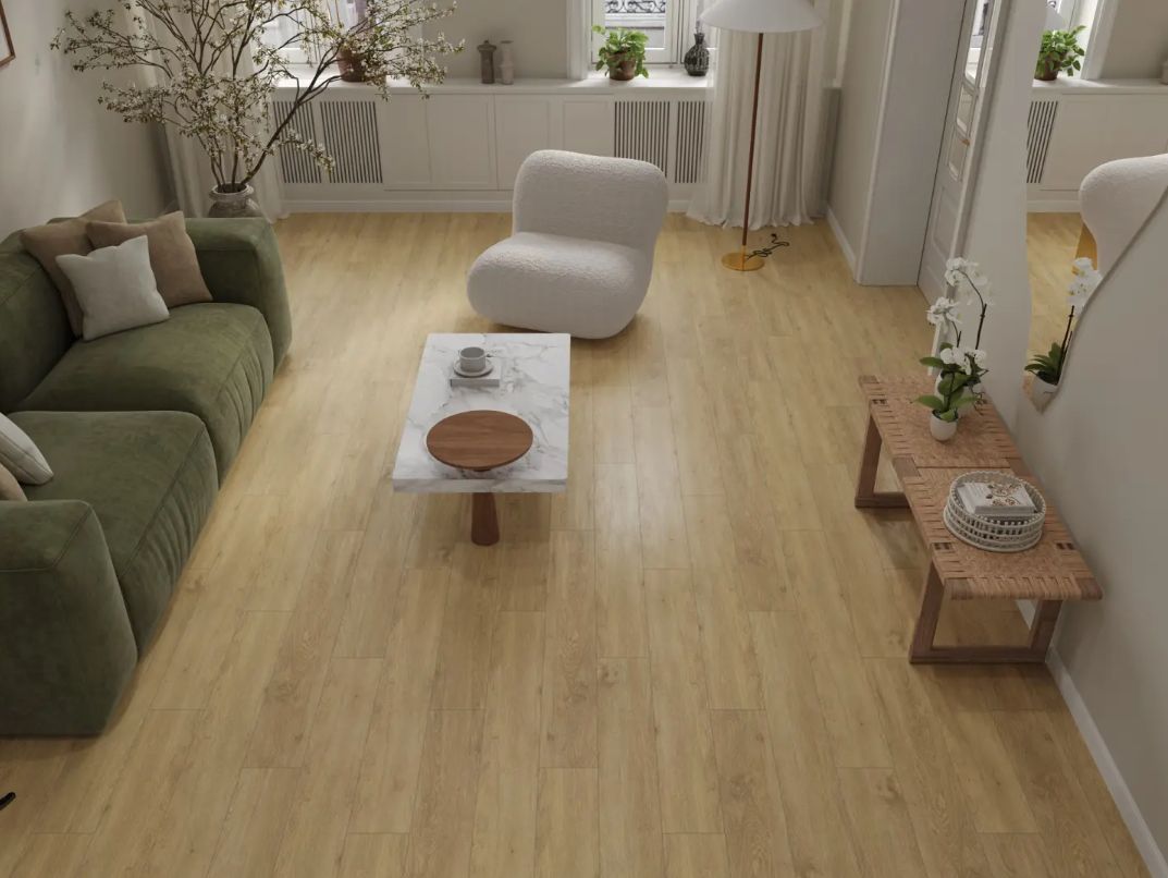 Кварцвиниловый SPC ламинат Alpine Floor Grand Sequoia Миндаль ECO 11-608 MC 1220×183×5 фото в интерьере