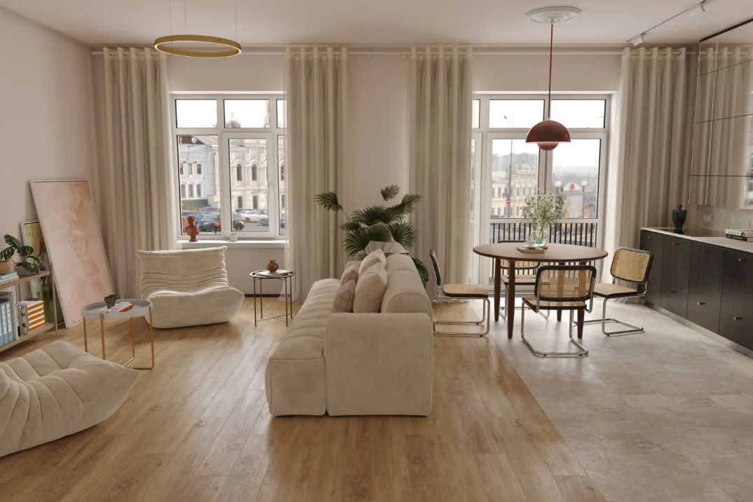 Кварцвиниловый SPC ламинат Alpine Floor Grand Sequoia Макадамия ECO 11-1008 MC 1220×183×5 фото в интерьере