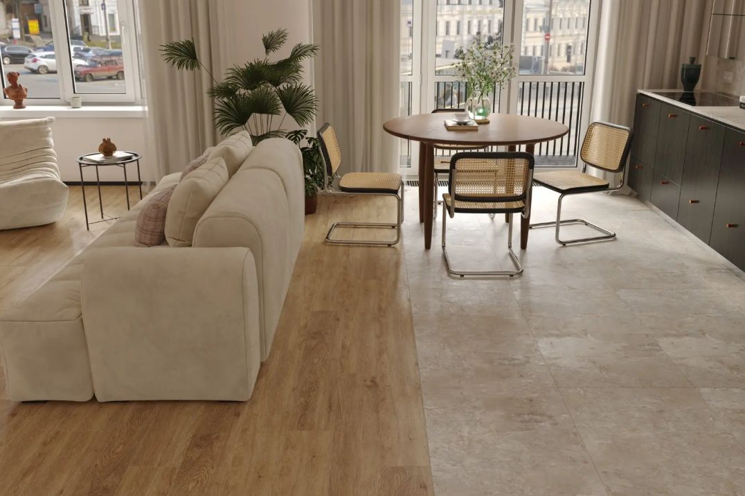 Кварцвиниловый SPC ламинат Alpine Floor Grand Sequoia Макадамия ECO 11-1008 MC 1220×183×5 фото в интерьере