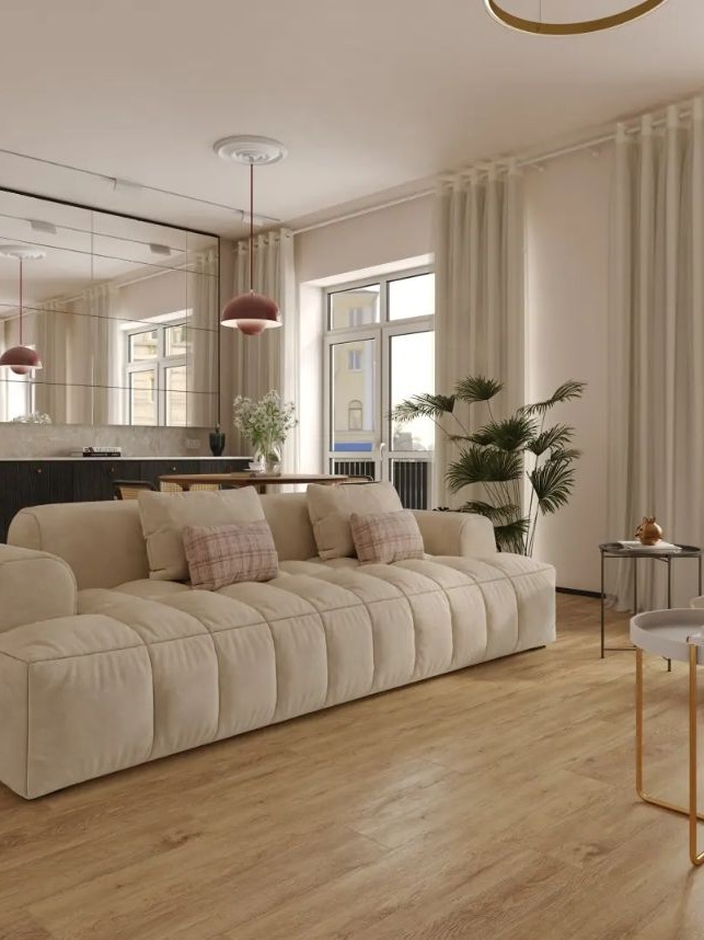 Кварцвиниловый SPC ламинат Alpine Floor Grand Sequoia Макадамия ECO 11-1008 MC 1220×183×5 фото в интерьере