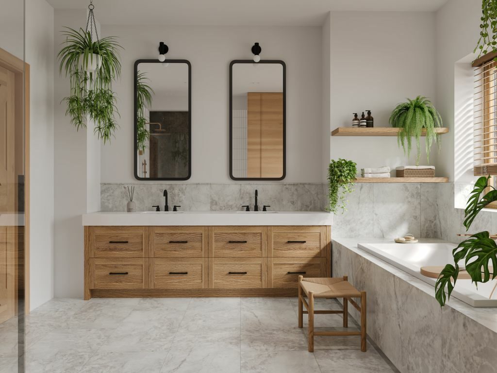 Кварцвиниловая плитка Alpine Floor клеевая Stone Premium LVT Роквокс ECO 26-1 940×470×2,5 фото в интерьере