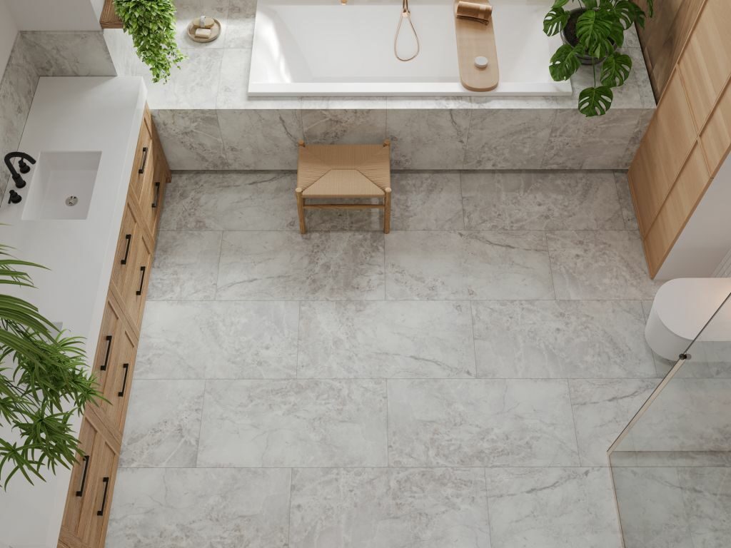 Кварцвиниловая плитка Alpine Floor клеевая Stone Premium LVT Роквокс ECO 26-1 940×470×2,5 фото в интерьере