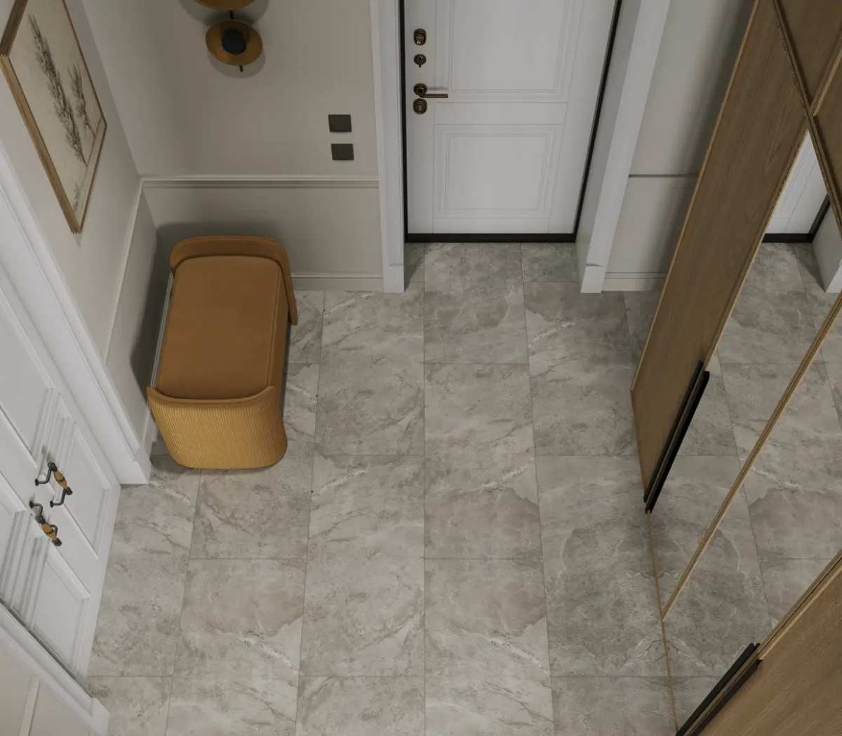 Кварцвиниловая плитка Alpine Floor клеевая Stone Premium LVT Пенни ECO 26-2 940×470×2,5 фото в интерьере