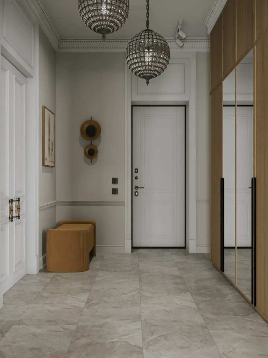 Кварцвиниловая плитка Alpine Floor клеевая Stone Premium LVT Пенни ECO 26-2 940×470×2,5 фото в интерьере