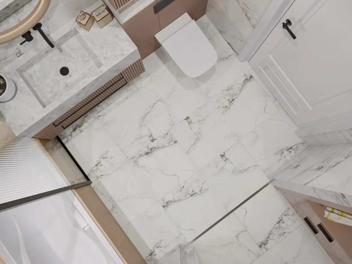 Кварцвиниловая плитка Alpine Floor клеевая Stone Premium LVT Джеофизз ECO 26-3 940×470×2,5 фото в интерьере