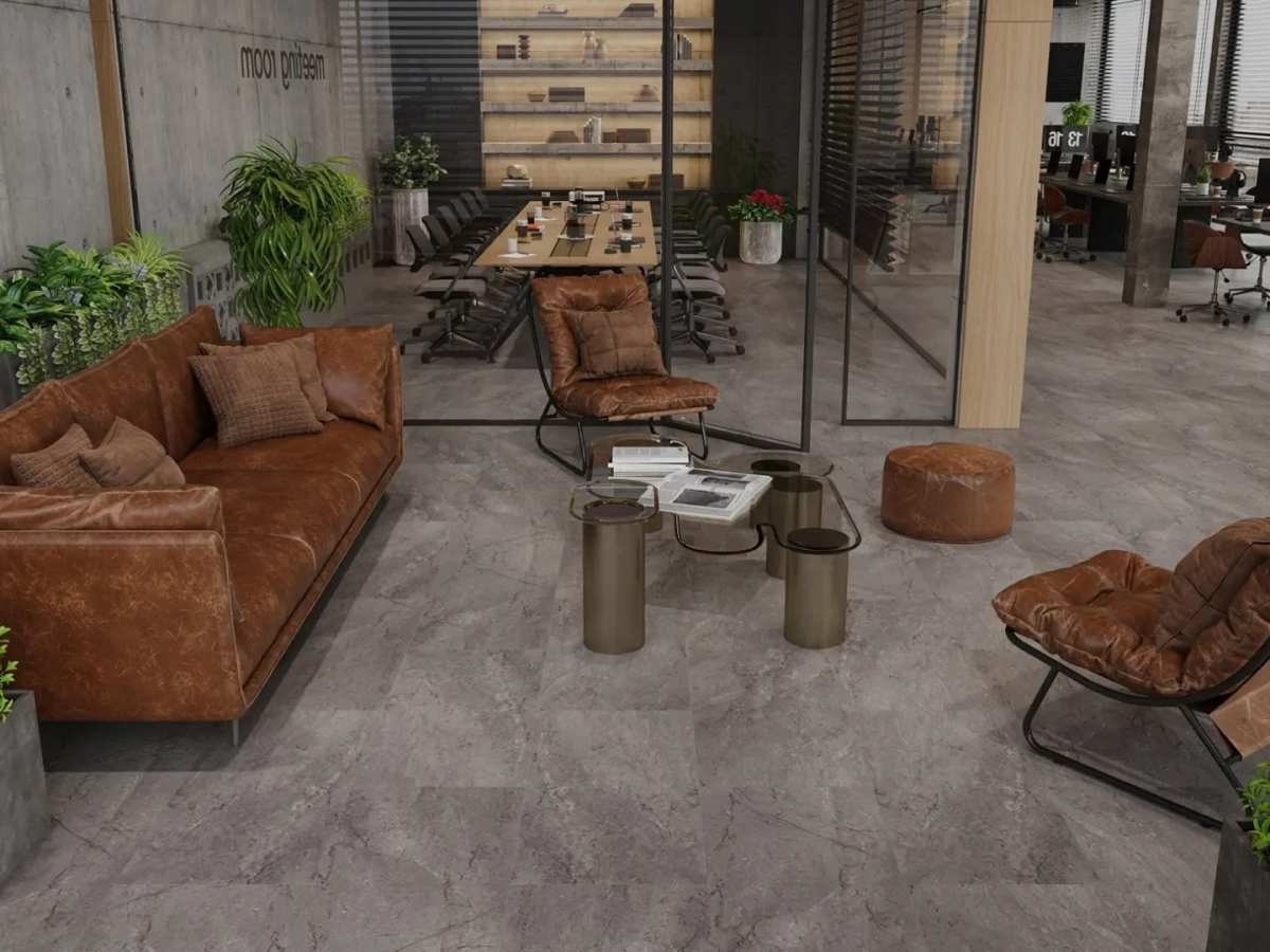 Кварцвиниловая плитка Alpine Floor клеевая Stone Premium LVT Барбо ECO 26-6 940×470×2,5 фото в интерьере