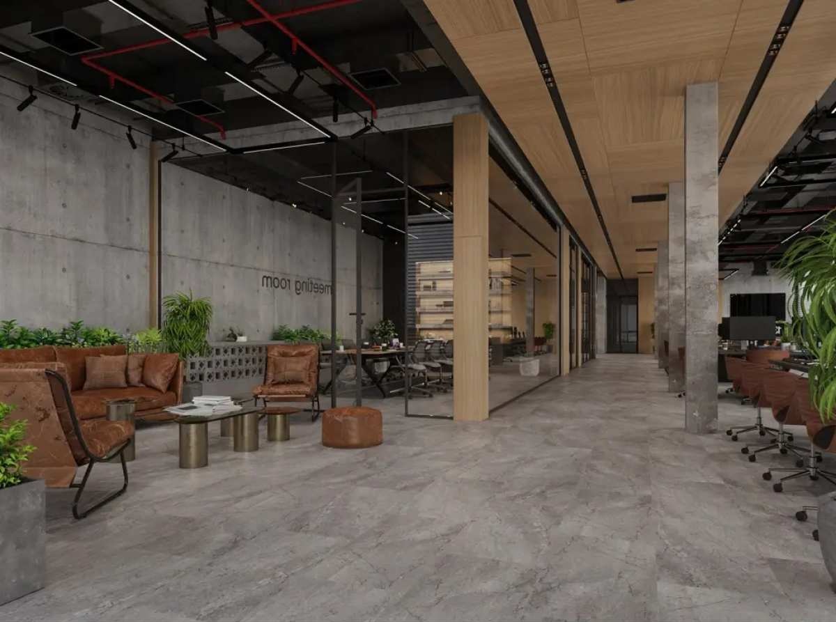 Кварцвиниловая плитка Alpine Floor клеевая Stone Premium LVT Барбо ECO 26-6 940×470×2,5 фото в интерьере