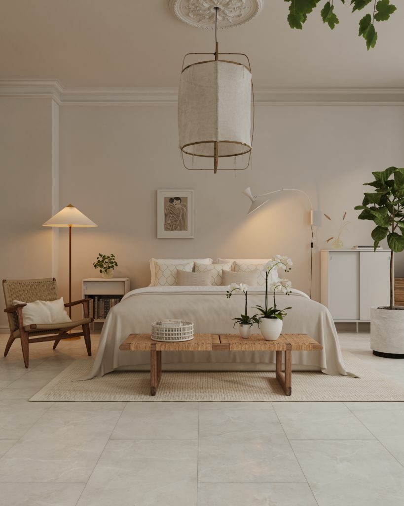 Кварцвиниловая плитка Alpine Floor клеевая Stone Premium LVT Дейвис ECO 26-8 940×470×2,5 фото в интерьере