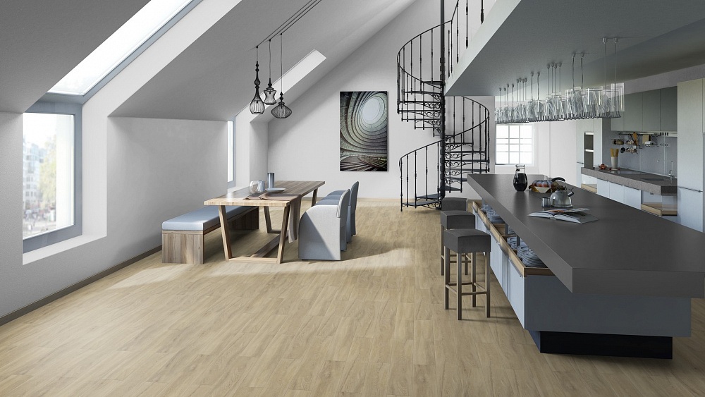 Кварцвиниловая плитка Tarkett Art Vinyl клеевая Epic James 257016005 914,4×152,4×2,7 фото в интерьере