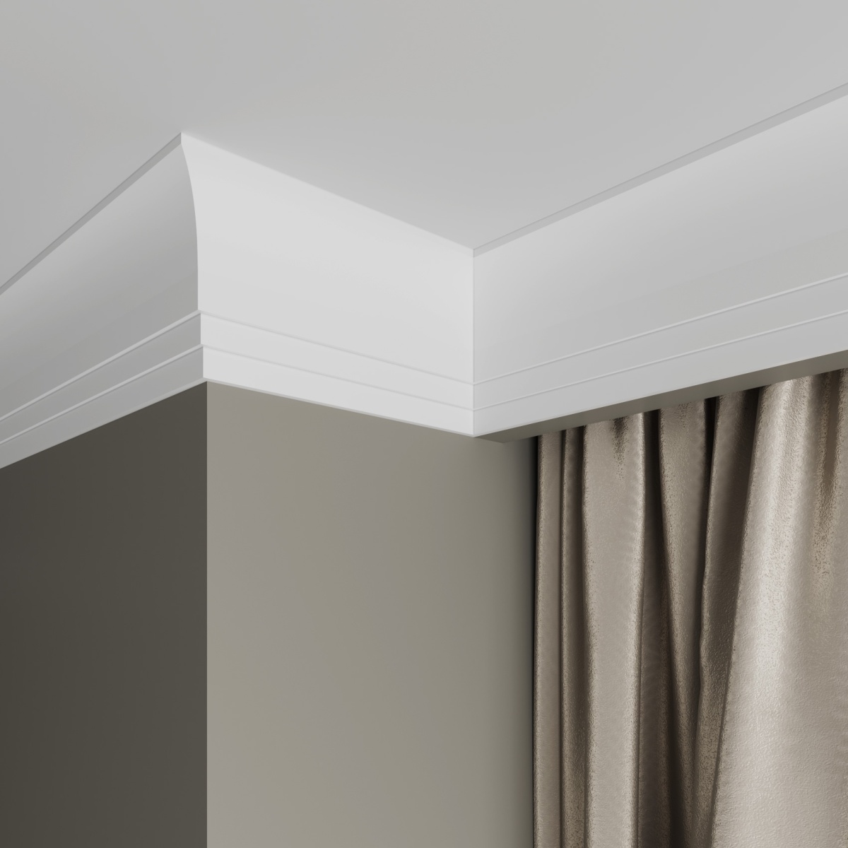 Потолочный плинтус под покраску Ultrawood CR 0026 i 2000×18×87 фото в интерьере