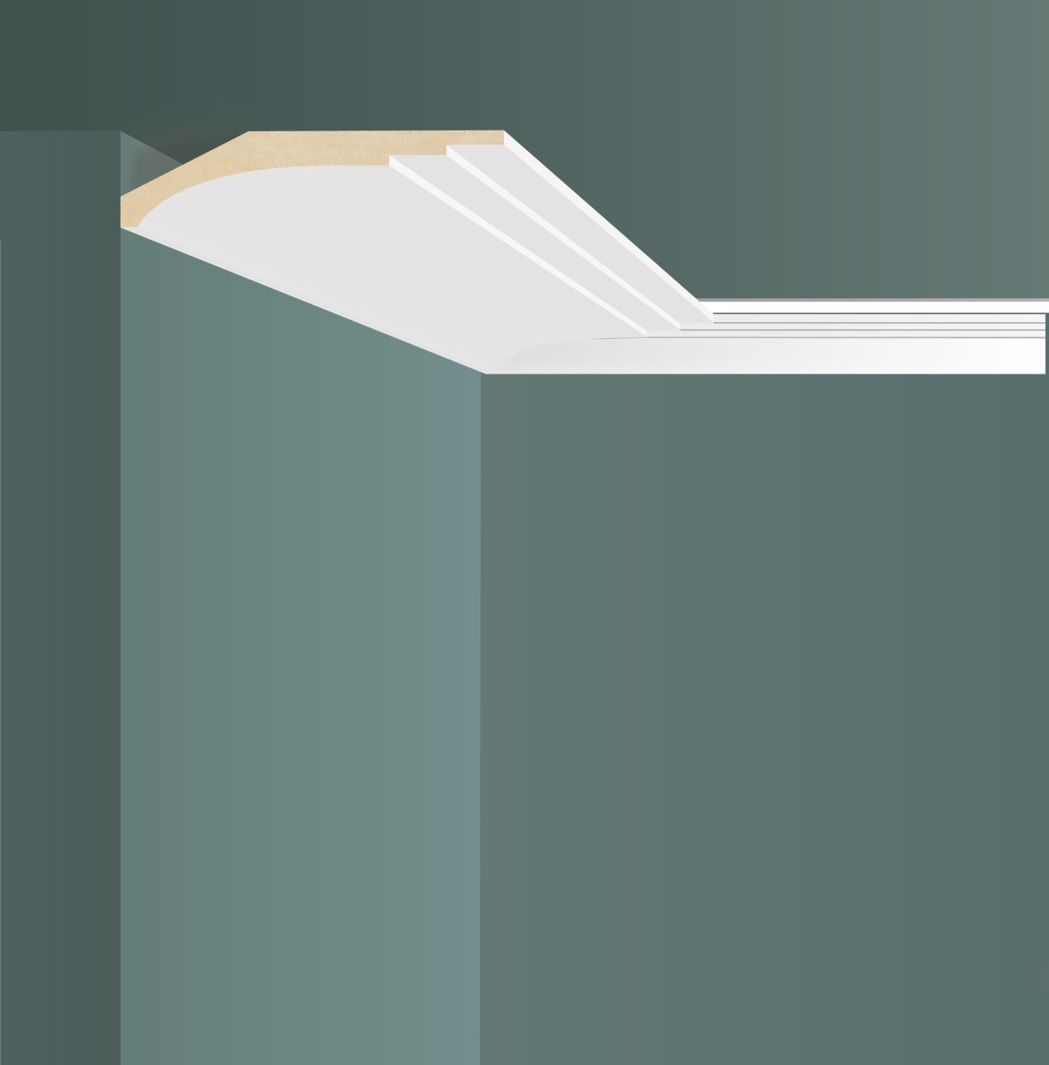 Потолочный плинтус под покраску Ultrawood CR 0026 i 2000×18×87 фото в интерьере