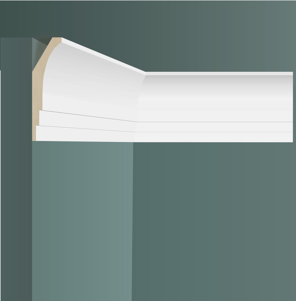 Потолочный плинтус под покраску Ultrawood CR 0026 i 2000×18×87 фото в интерьере