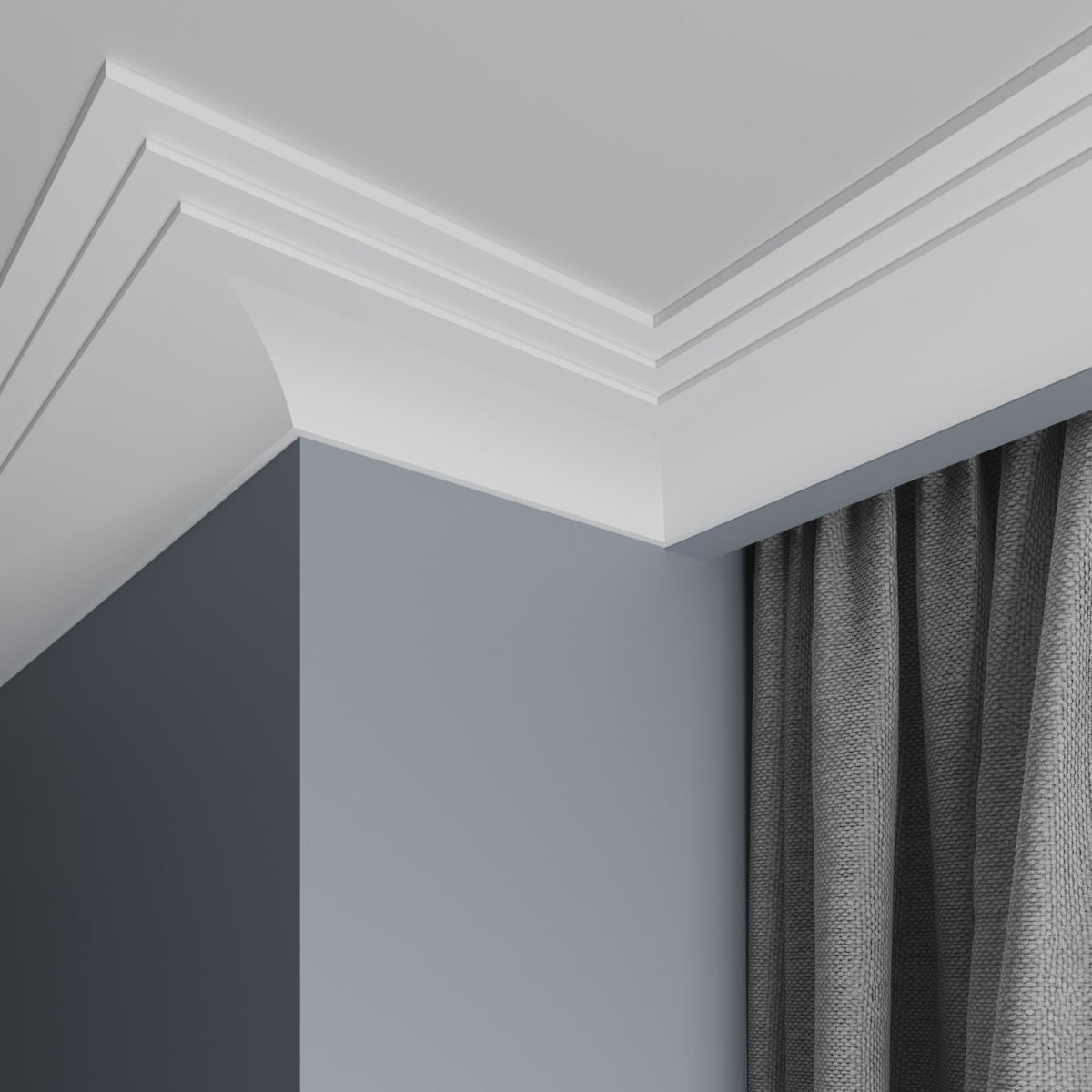 Потолочный плинтус под покраску Ultrawood CR 0026 i 2000×18×87 фото в интерьере