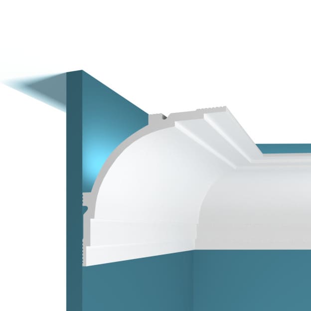 Потолочный плинтус под покраску Перфект Плюс P100 с подсветкой 2000×130×130