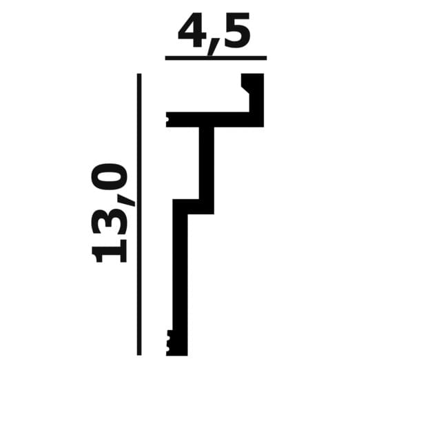 Потолочный плинтус под покраску Перфект Плюс P101 с подсветкой 2000×45×130