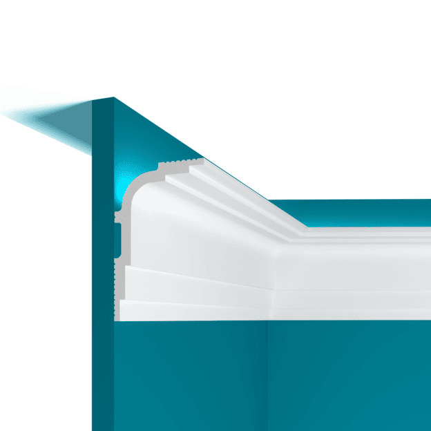 Потолочный плинтус под покраску Перфект Плюс P102 с подсветкой 2000×62×100