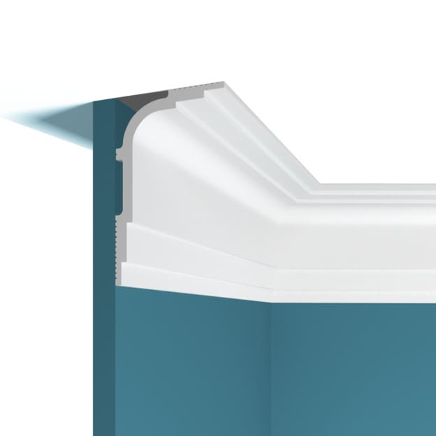 Потолочный плинтус под покраску Перфект Плюс P103 с подсветкой 2000×74×120