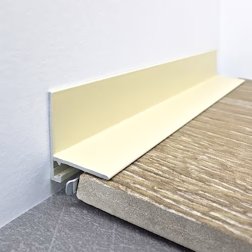 Микроплинтус алюминиевый TeckWood L-20 Слоновая кость Муар RAL 1015 2000×21×16
