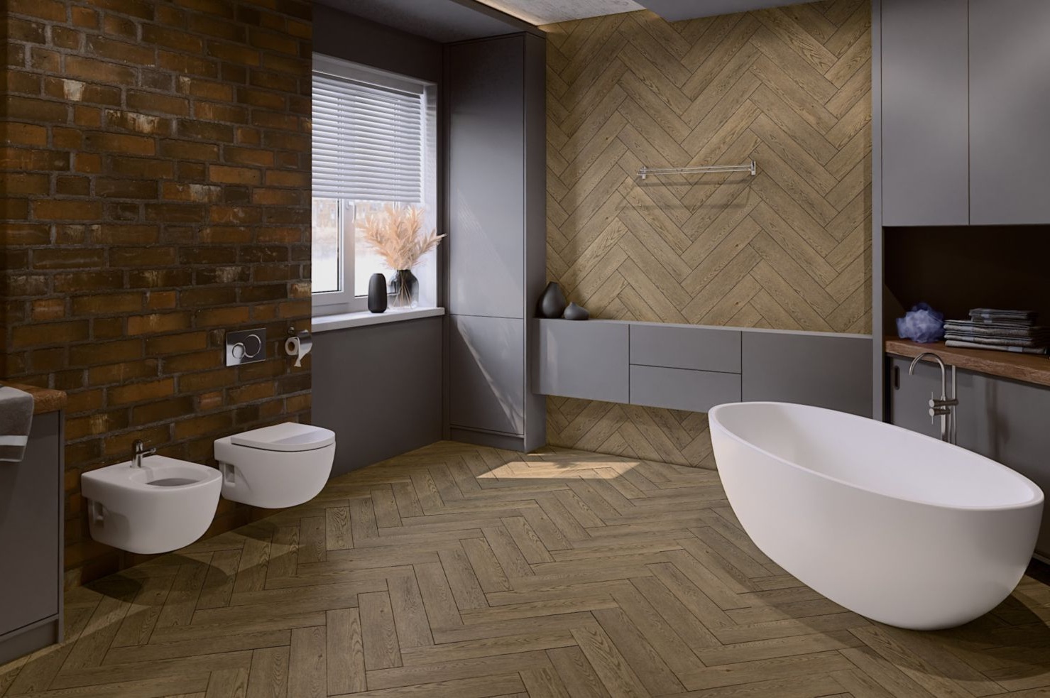 Кварцвиниловый SPC ламинат Damy Floor London Ноттингем Nottingham 0030-6L венгерская елка 615×123×4 фото в интерьере