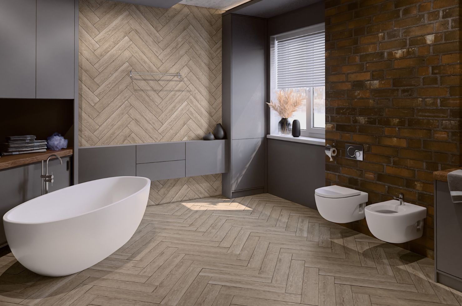 Кварцвиниловый SPC ламинат Damy Floor London Ливерпуль Liverpool 0137 венгерская елка 615×123×4 фото в интерьере