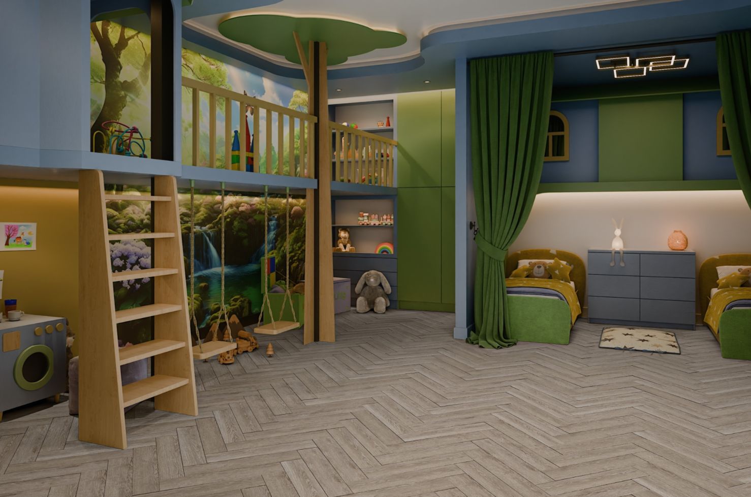 Кварцвиниловый SPC ламинат Damy Floor London Ливерпуль Liverpool 0137 венгерская елка 615×123×4 фото в интерьере