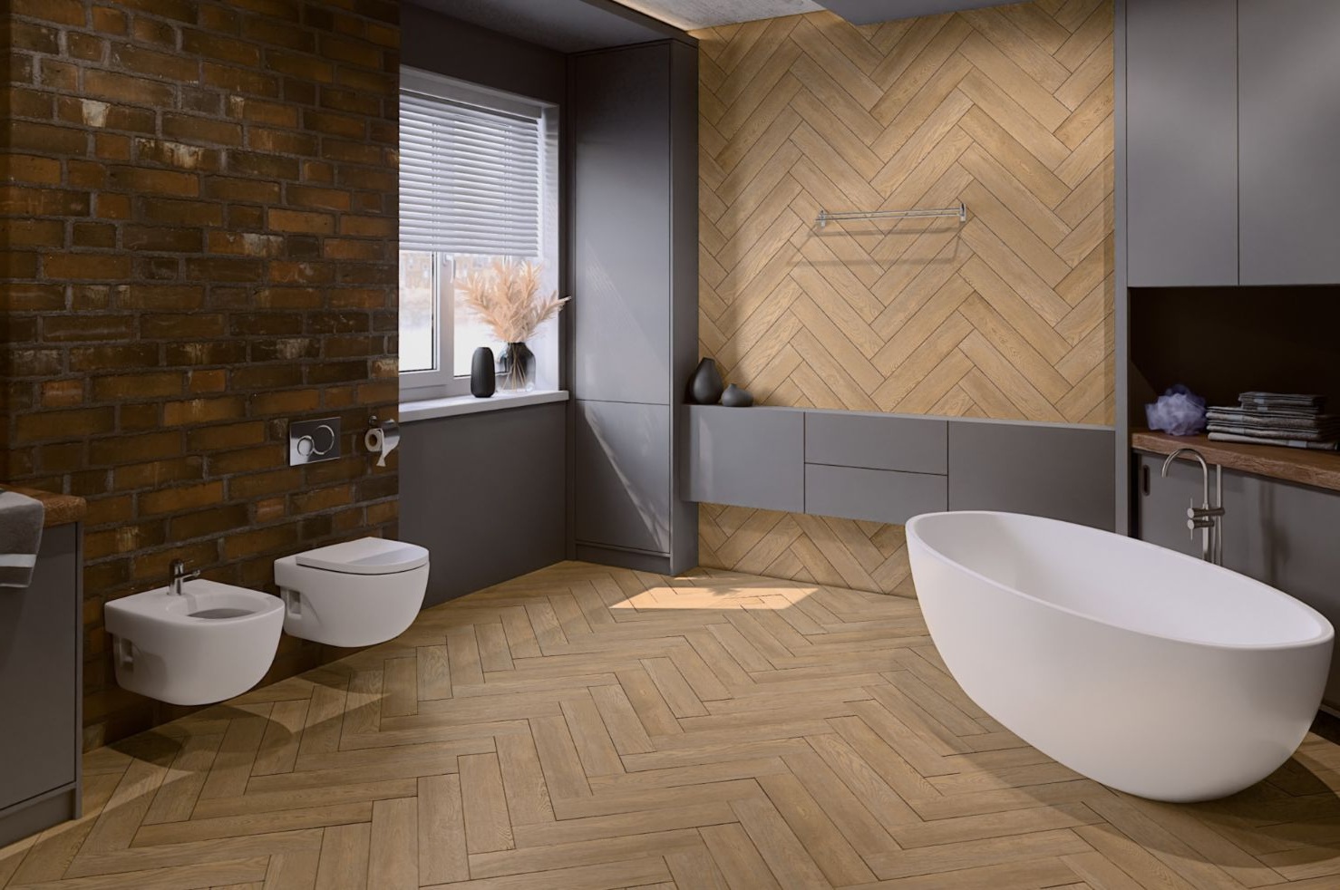 Кварцвиниловый SPC ламинат Damy Floor London Брайтон Brighton 5248-8 венгерская елка 615×123×4 фото в интерьере