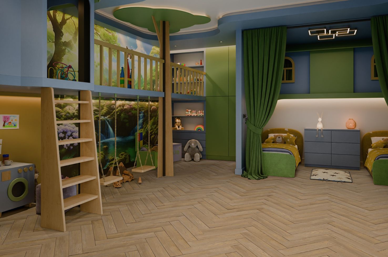 Кварцвиниловый SPC ламинат Damy Floor London Брайтон Brighton 5248-8 венгерская елка 615×123×4 фото в интерьере