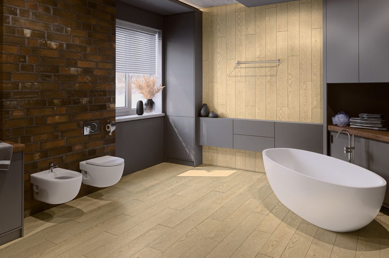 Кварцвиниловый SPC ламинат Damy Floor Family Дуб Латте Latte Oak 0030-2 1220×180×4 фото в интерьере