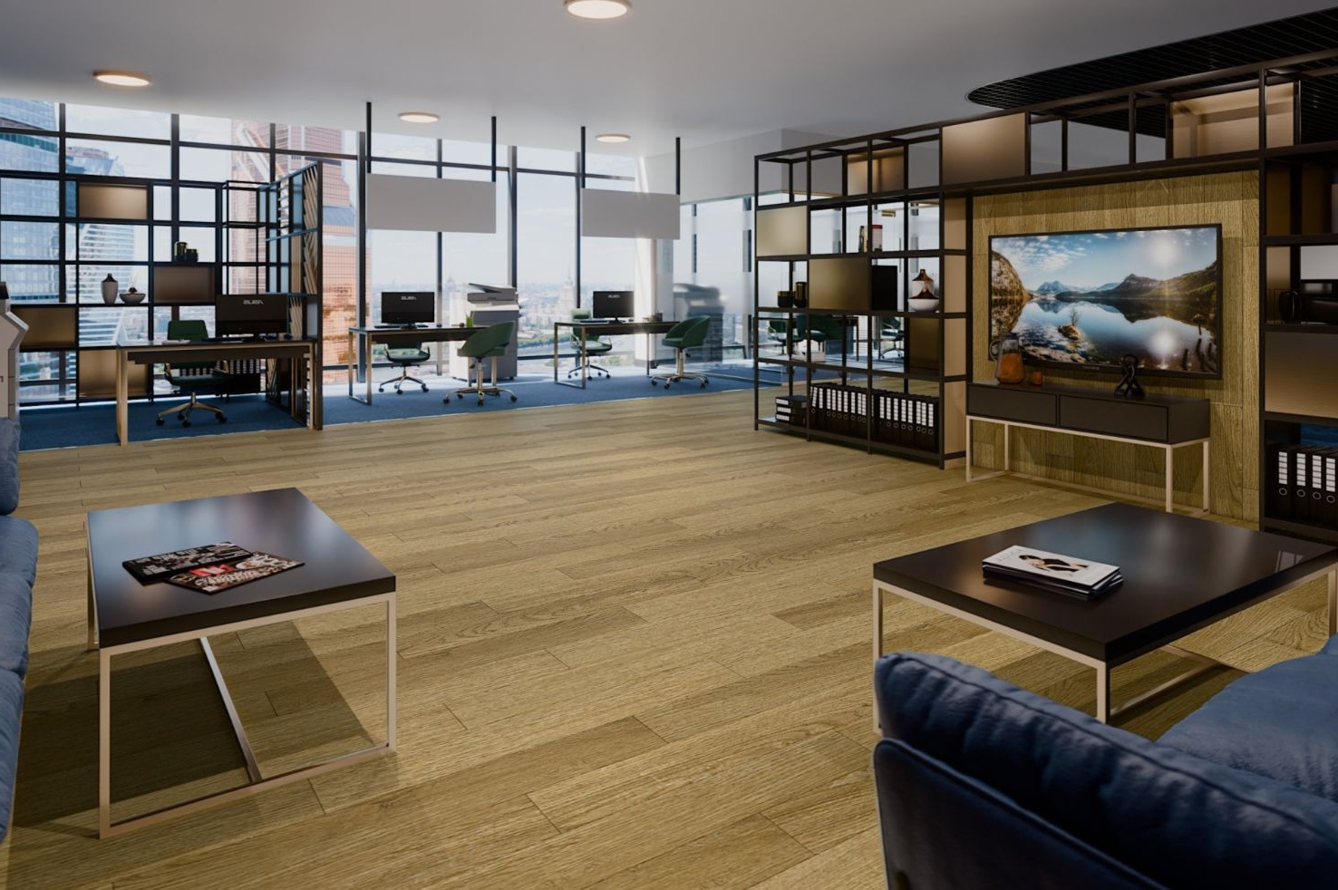 Кварцвиниловый SPC ламинат Damy Floor Family Дуб Золотой Golden Oak 190902EL-07F 1220×180×4 фото в интерьере