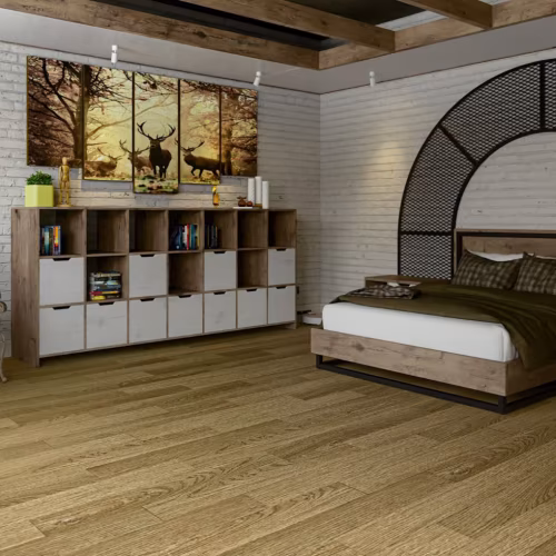 Кварцвиниловый SPC ламинат Damy Floor Family Дуб Золотой 190902EL-07F 1220×180×4,2