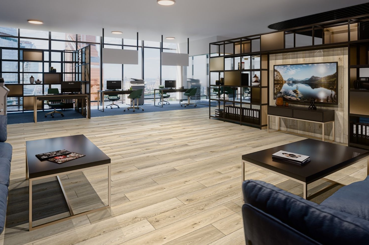 Кварцвиниловый SPC ламинат Damy Floor Family Дуб Кавказский Caucasian Oak 9531-2A 1220×180×4 фото в интерьере