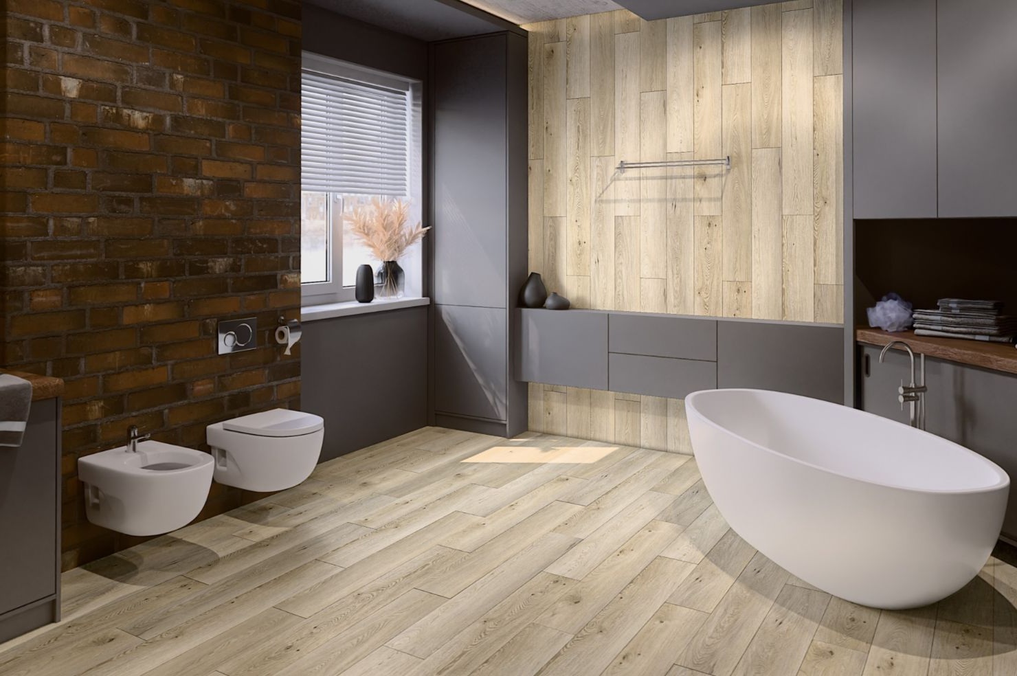 Кварцвиниловый SPC ламинат Damy Floor Family Дуб Кавказский Caucasian Oak 9531-2A 1220×180×4 фото в интерьере