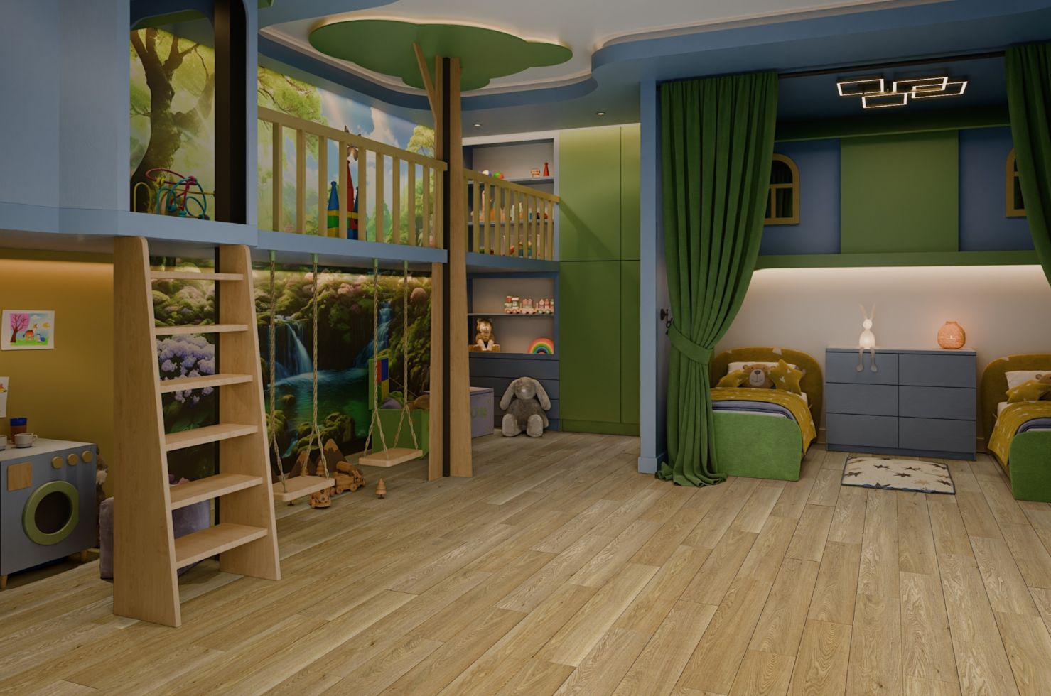 Кварцвиниловый SPC ламинат Damy Floor Family Дуб Медовый Honey Oak DF03-F 1220×180×4 фото в интерьере