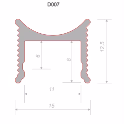 Профиль алюминиевый теневой разделительный Decaro D007A Black черный 3000×12,5×15