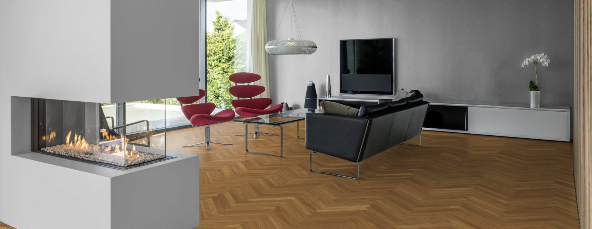 Инженерная доска Kahrs Дуб AB Natural 111PABEKF0KE600 Calm венгерская елка 600×120×11 фото в интерьере