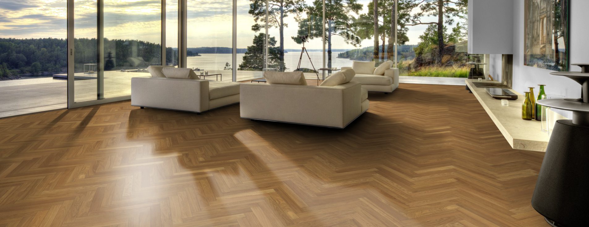 Инженерная доска Kahrs Дуб AB Natural 111PABEKF0KE600 Calm венгерская елка 600×120×11 фото в интерьере