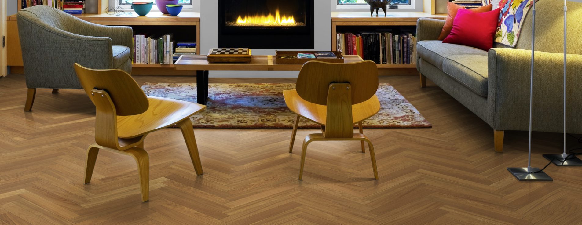 Инженерная доска Kahrs Дуб AB Natural 111PABEKF0KE600 Calm венгерская елка 600×120×11 фото в интерьере