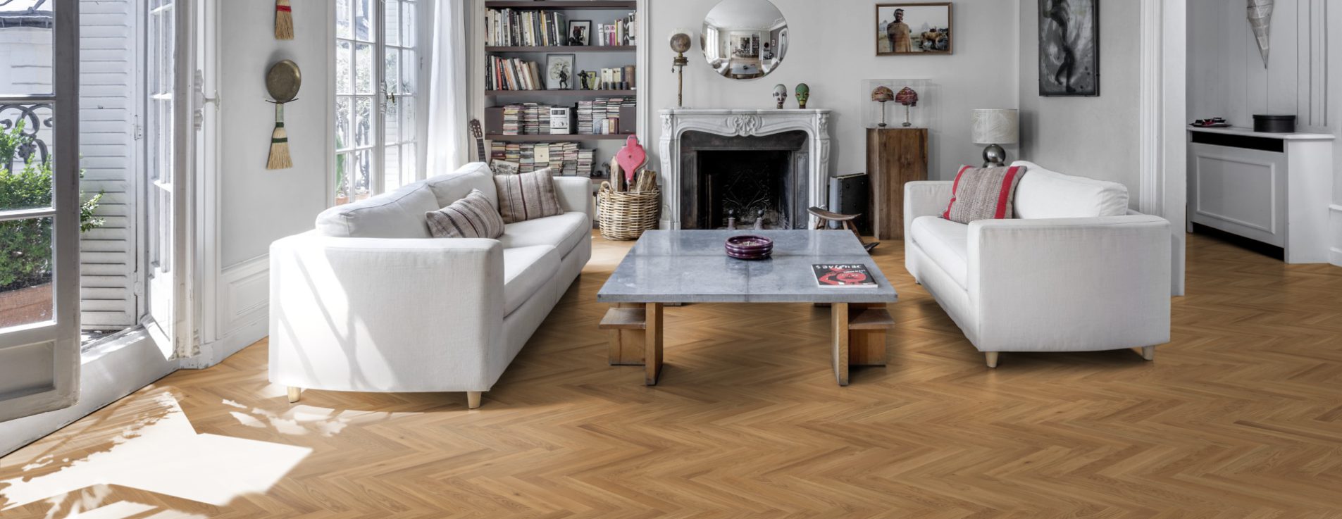 Инженерная доска Kahrs Дуб CD Natural 111PCDEKF0KE600 Lively венгерская елка 600×120×11 фото в интерьере