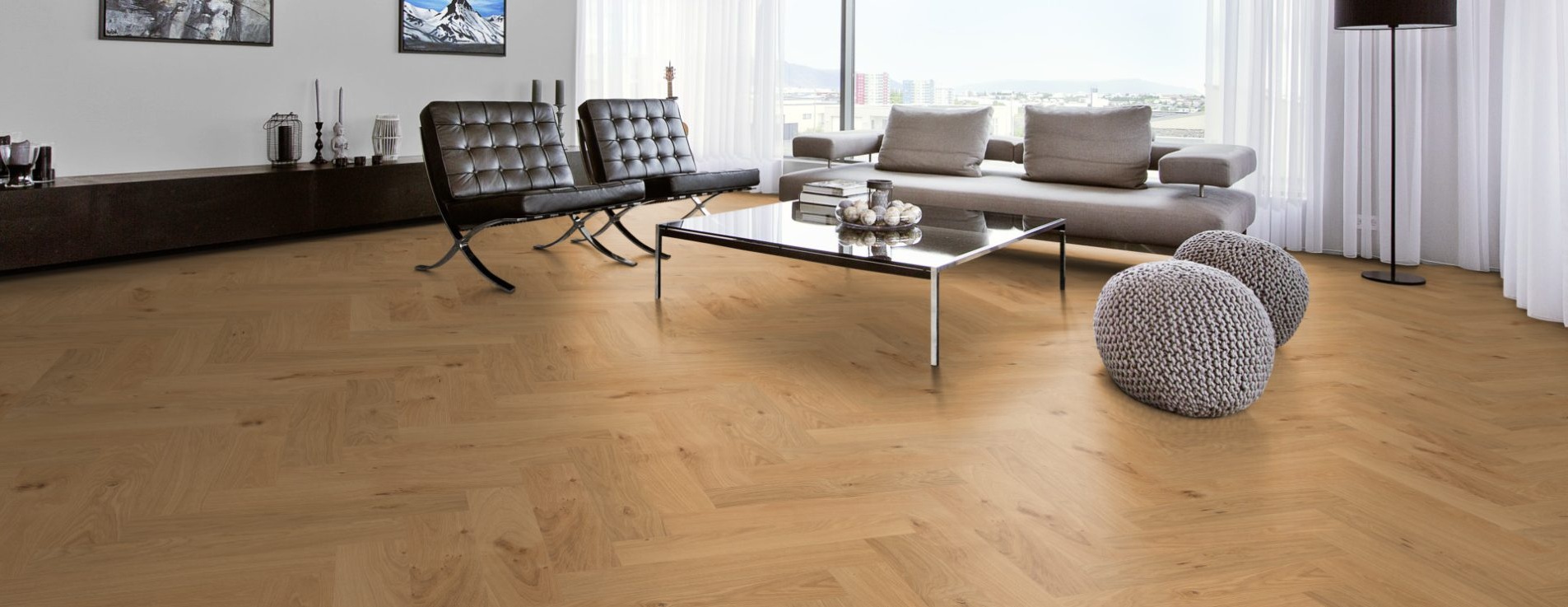 Инженерная доска Kahrs Дуб CD Natural Matt 111PCDEK09KE600 Lively венгерская елка 600×120×11 фото в интерьере