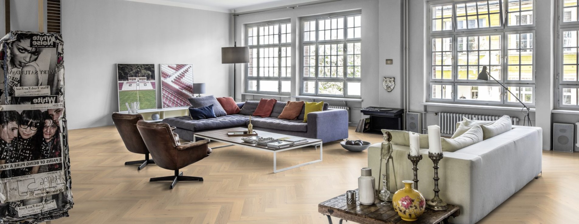 Инженерная доска Kahrs Дуб CD Creme White 111PCDEKFVKE600 Lively венгерская елка 600×120×11 фото в интерьере