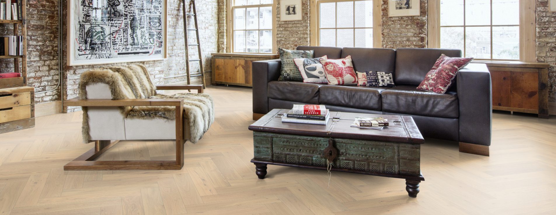 Инженерная доска Kahrs Дуб CD Creme White 111PCDEKFVKE600 Lively венгерская елка 600×120×11 фото в интерьере