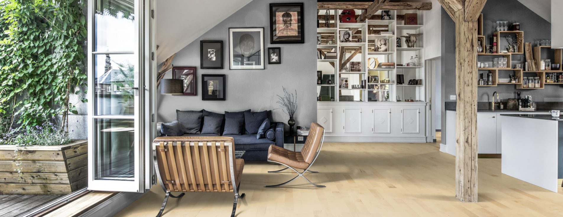 Паркетная доска Kahrs Трес European Maple Gotha 133N18EL50KW240 Variation 2423×200×13 фото в интерьере